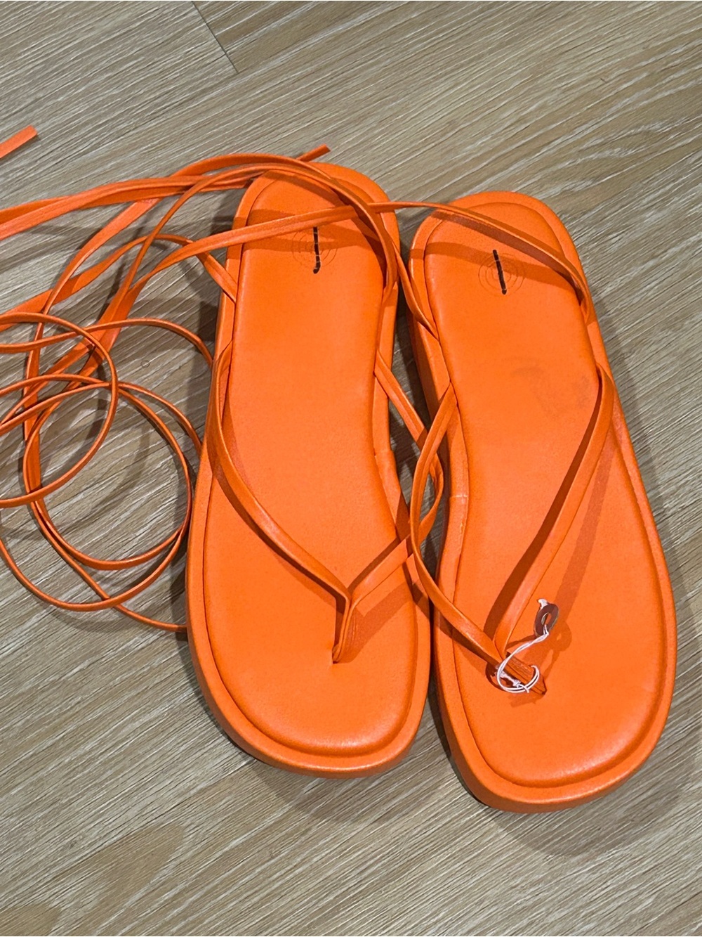 Women's Strappy Lace-Up Sandals in Bright Orange